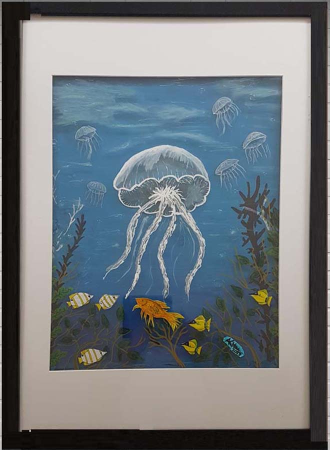 3D, 3D art, mixed media, ocean, jelly fish