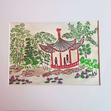 Sun Yet Sen  Garden, Traditional Chinese Garden – Watercolor