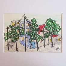 Living in the City – Olympic Village – Vancouver Watercolor