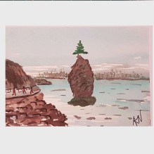 Siwash Rock – Stanley Park –  Vancouver – Watercolor