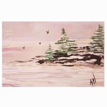 Snow Covered – Ocean Cliffs – Watercolor