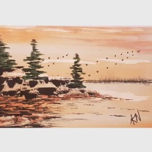 Geese in Flight – Canadian Geese – Watercolor